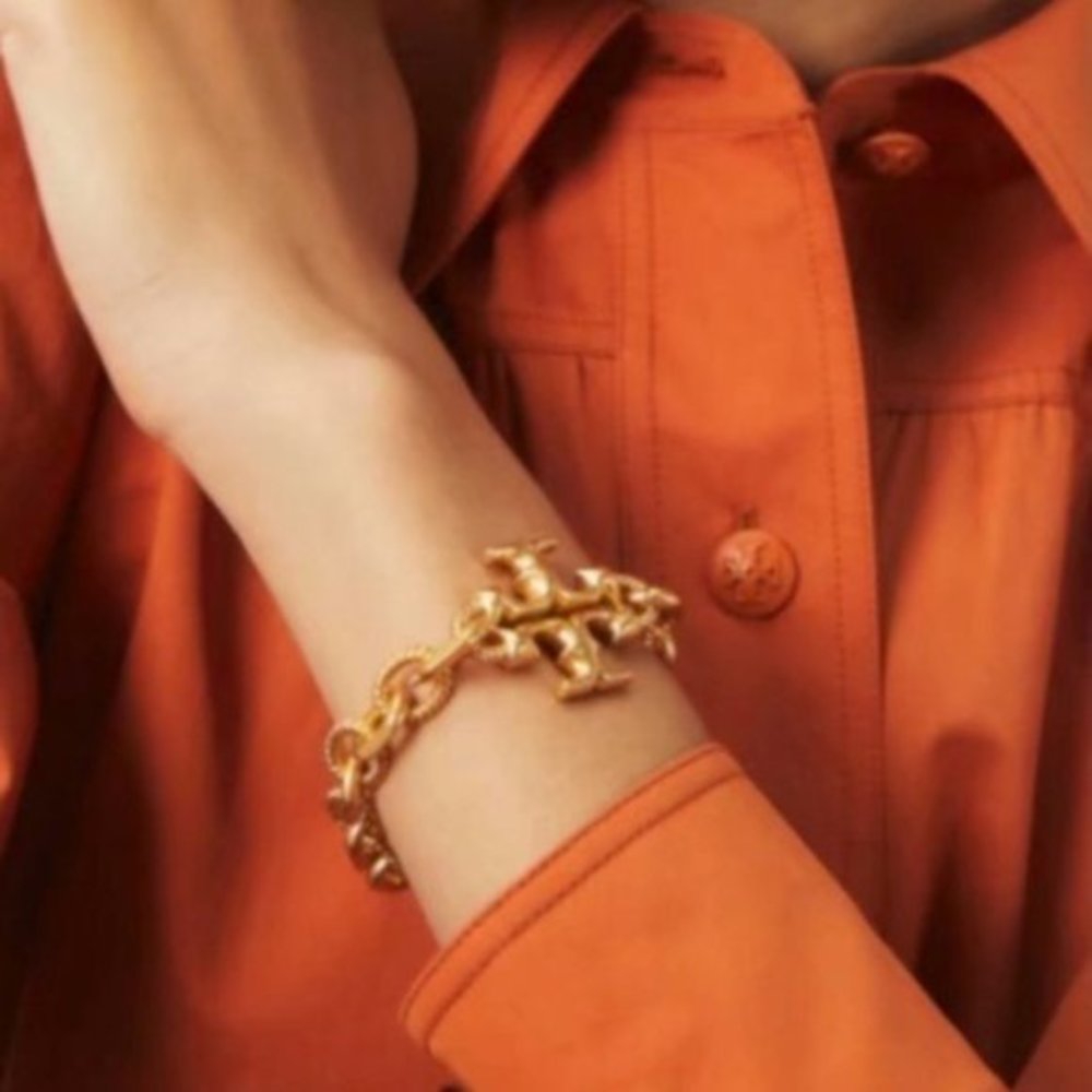 Tory Burch Signature Bar Chain Gold Logo Bracelet